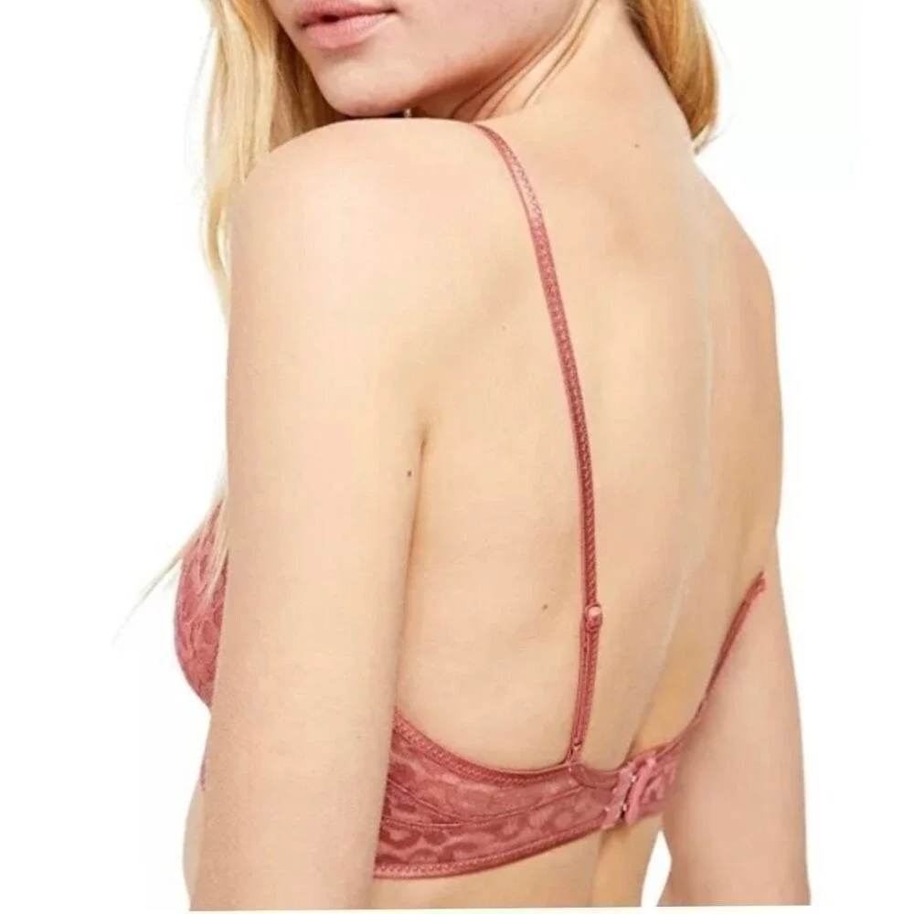 NWT Free People Floral Lace Triangle Bralette in‎ Dusty Rose Pink XS